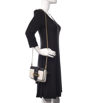 Prada Saffiano City Calf Cahier Belt Bag White Black 3 of 10