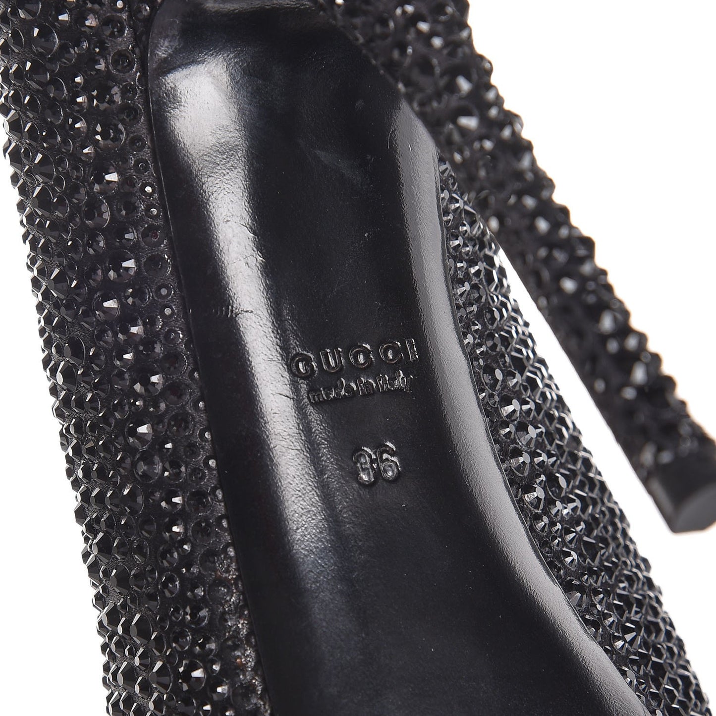 Satin Strass Embroidered Sofia Etoile Peep Toe Pumps 36 Black