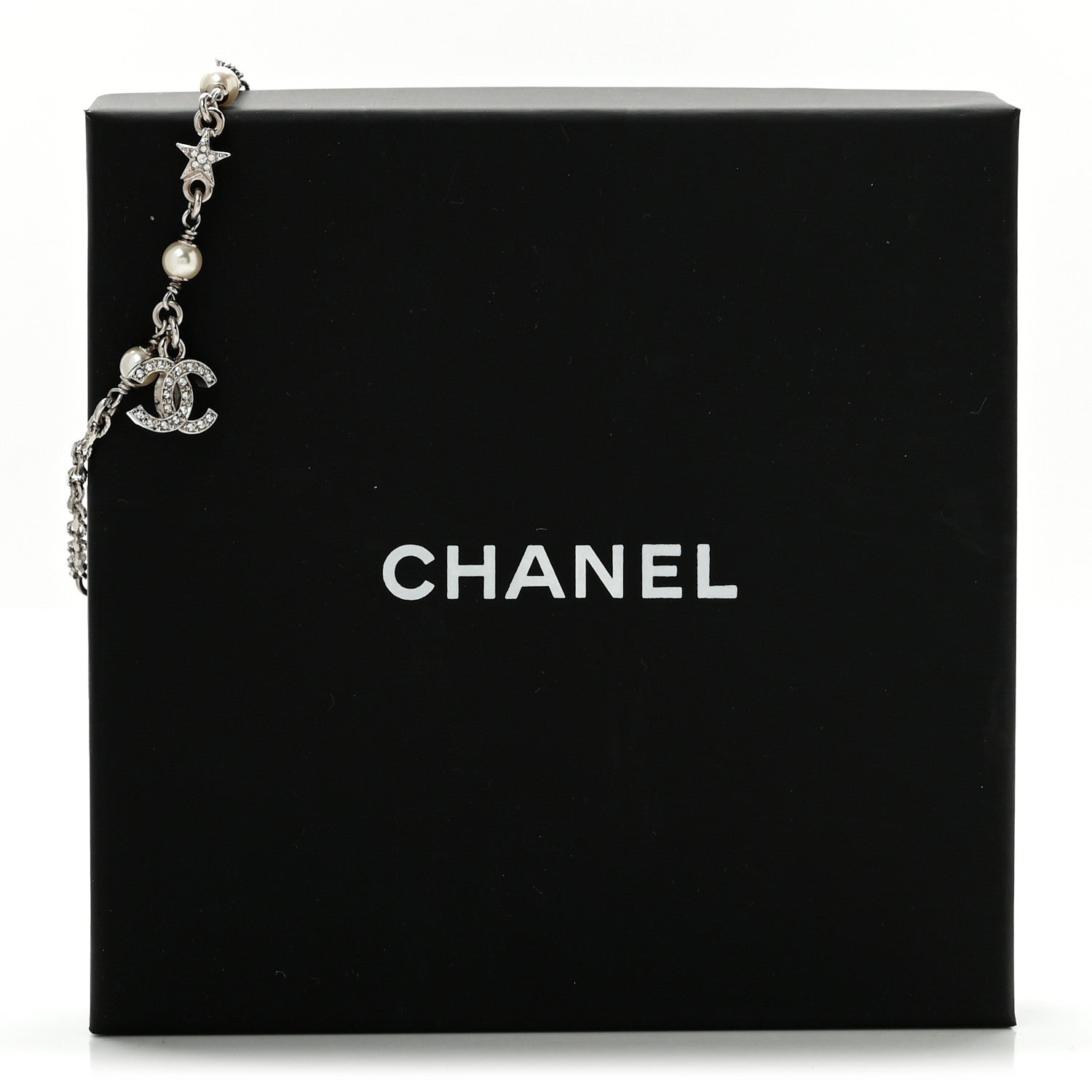 Chanel Metal Pearl Resin Crystal CC Bracelet  Silver White 4 of 4