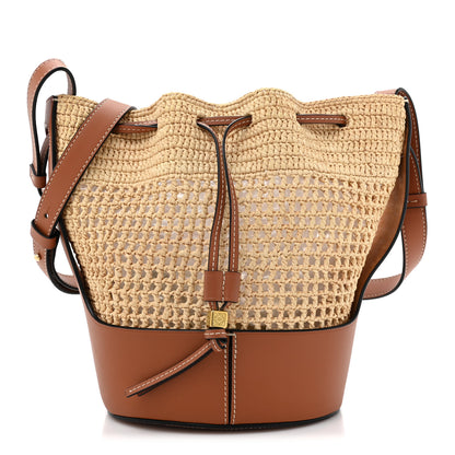 Loewe Raffia Calfskin Balloon Bucket Bag Natural Tan 1 of 10