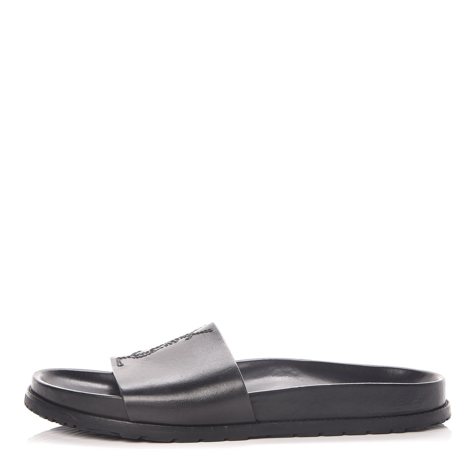 Saint Laurent Calfskin Monogram Jimmy Joan Slide Sandals 41 Black 1 of 9