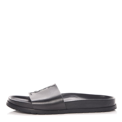 Saint Laurent Calfskin Monogram Jimmy Joan Slide Sandals 41 Black 1 of 9