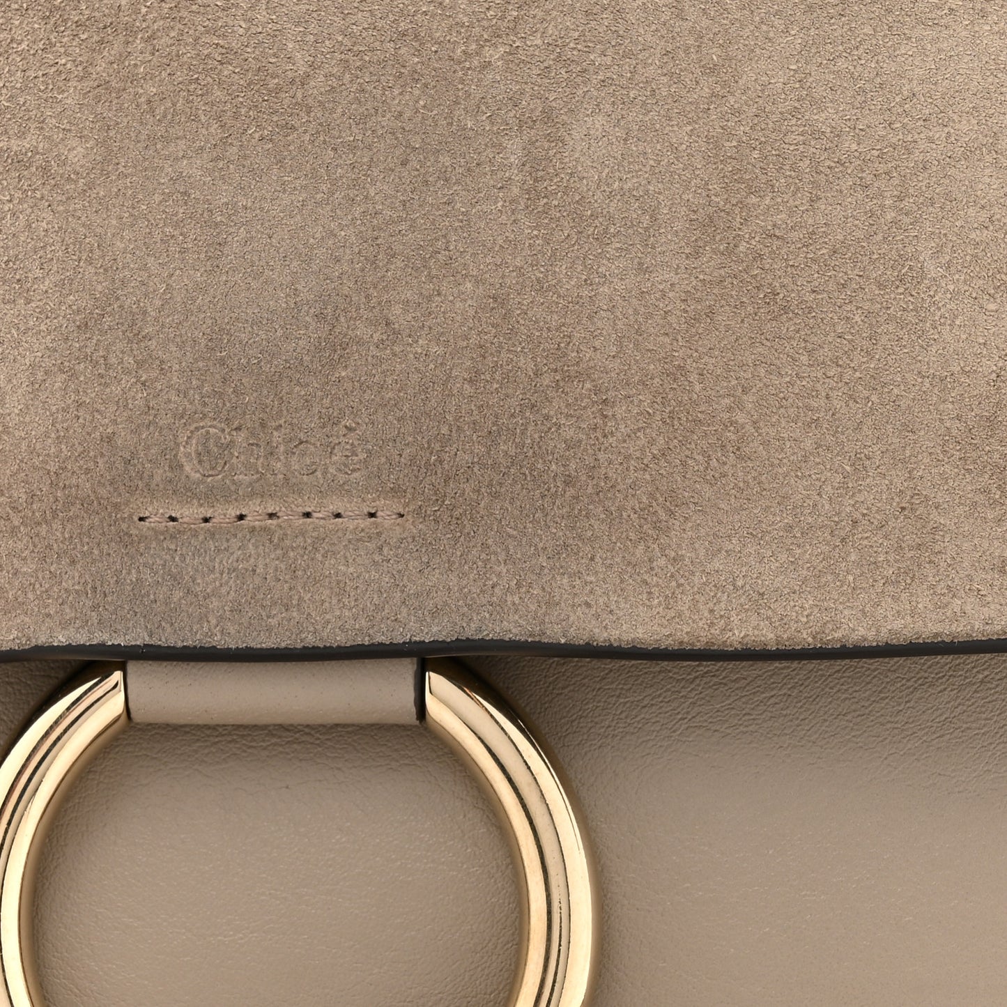 Suede Calfskin Small Faye Shoulder Bag Motty Grey