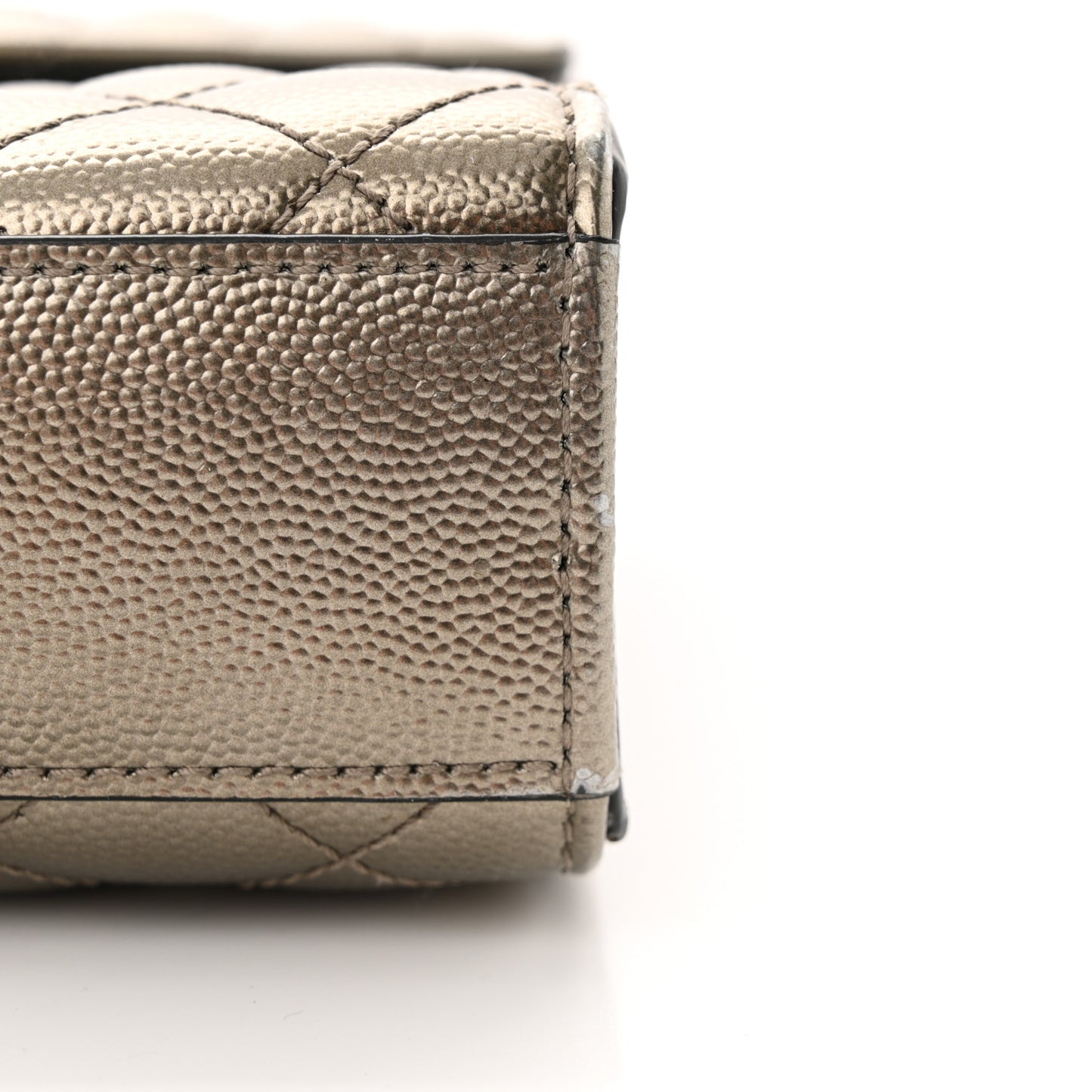 Metallic Grain De Poudre Textured Mixed Matelasse Triquilt Medium Monogram Satchel Gold