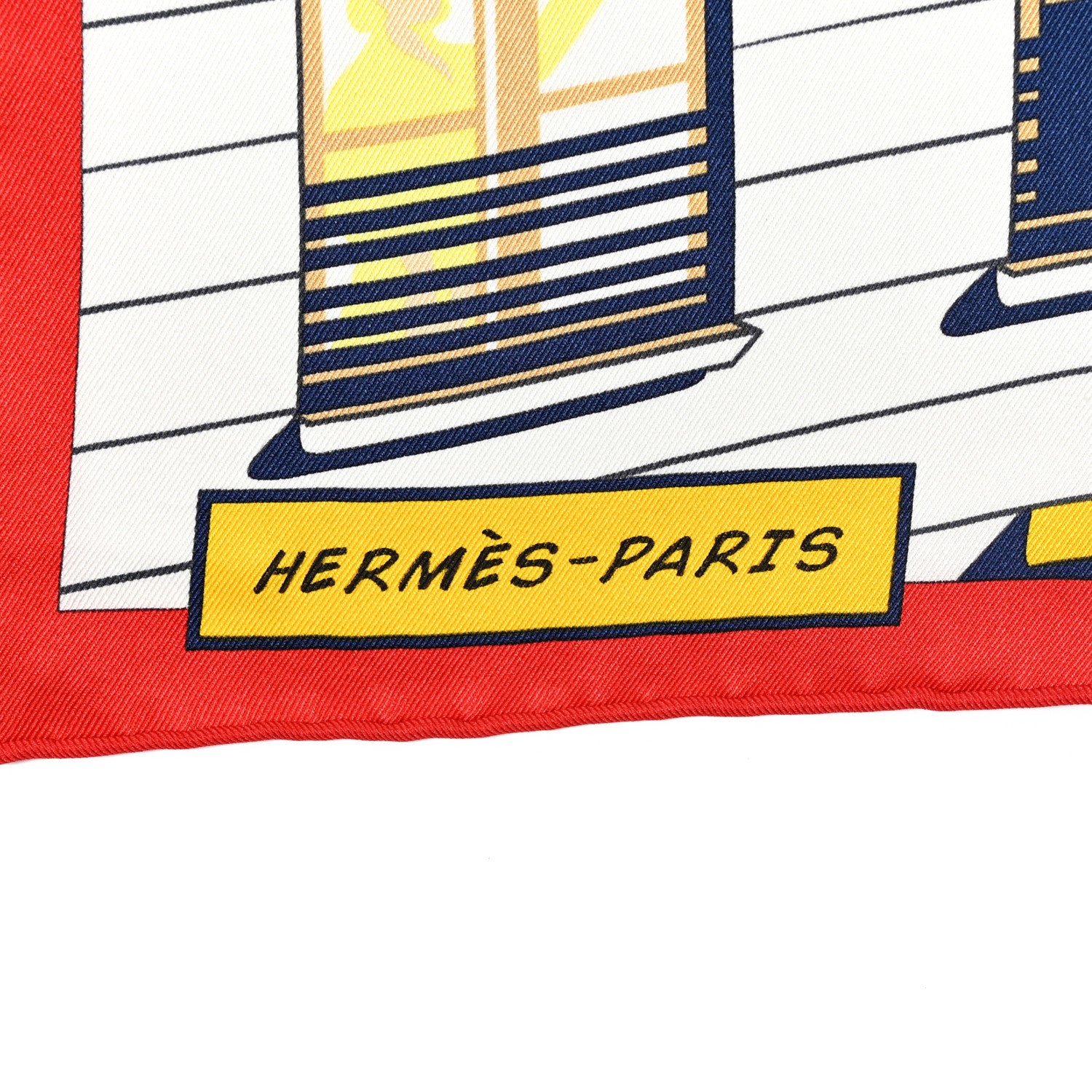 Hermes Silk Minuit Au Faubourg Scarf 70 Orange Gris Jaune 2 of 5