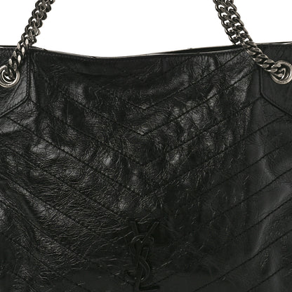 Saint Laurent Crinkled Calfskin Matelasse Monogram Medium Niki Shopper Tote Black 8 of 10