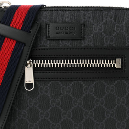 Gucci GG Supreme Monogram Web Small Flat Messenger Bag Black Grey 8 of 11