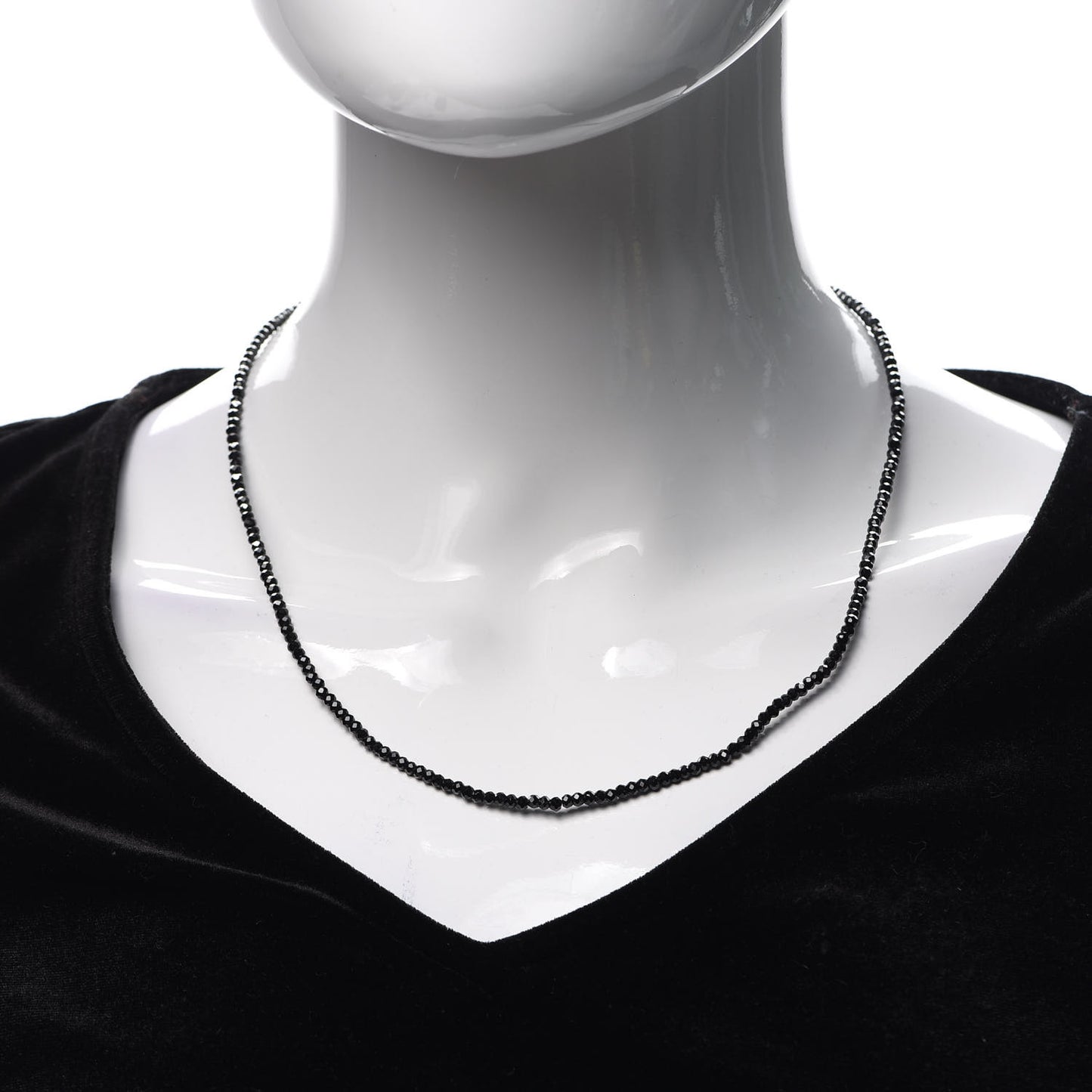 Sterling Silver Black Spinel Ziegfeld Bead Necklace