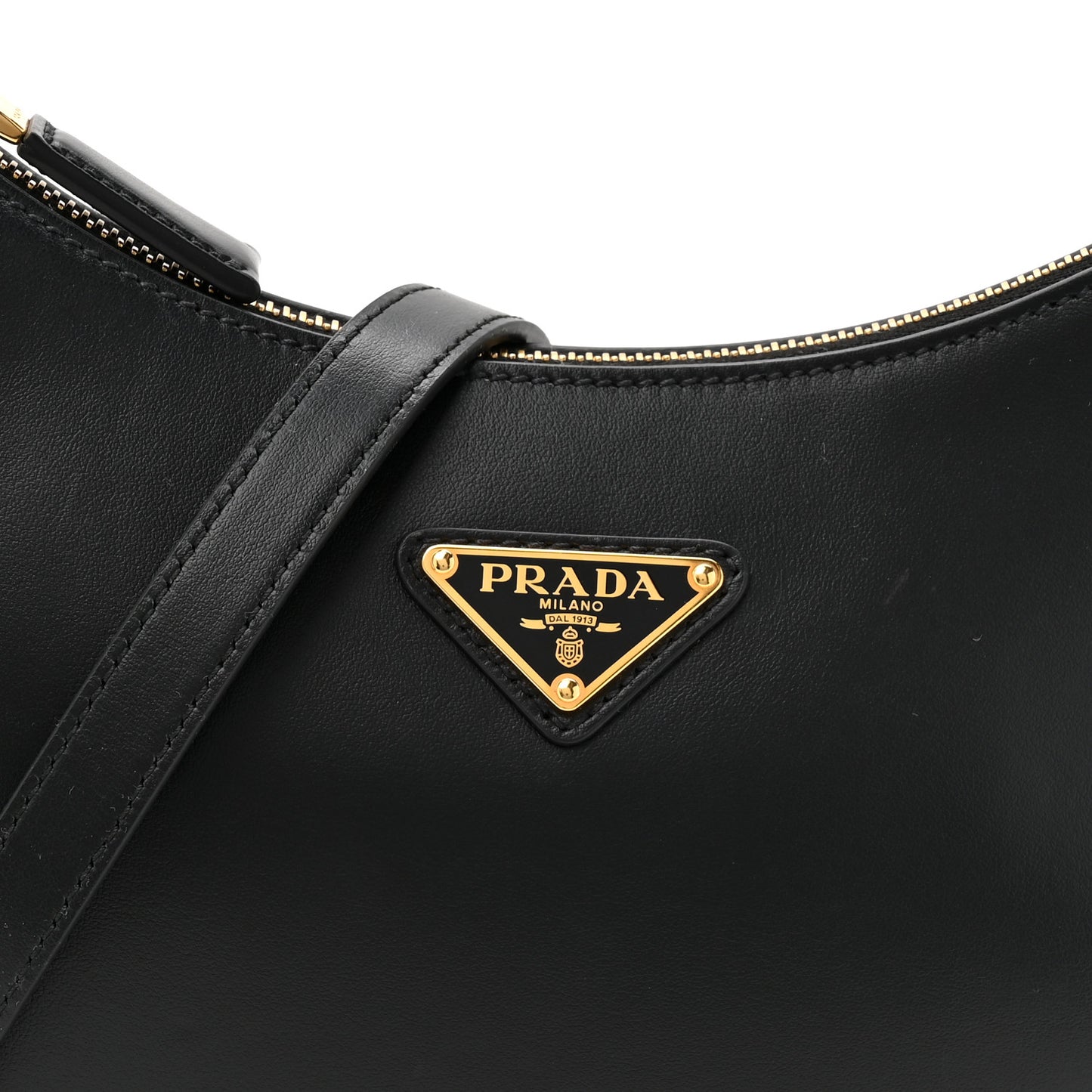 Soft Calfskin Arque Shoulder Bag Black