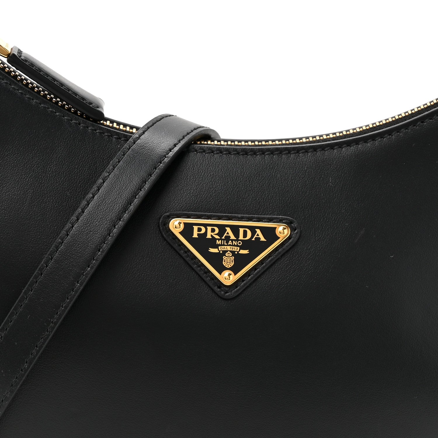 Prada Soft Calfskin Arque Shoulder Bag Black 7 of 9
