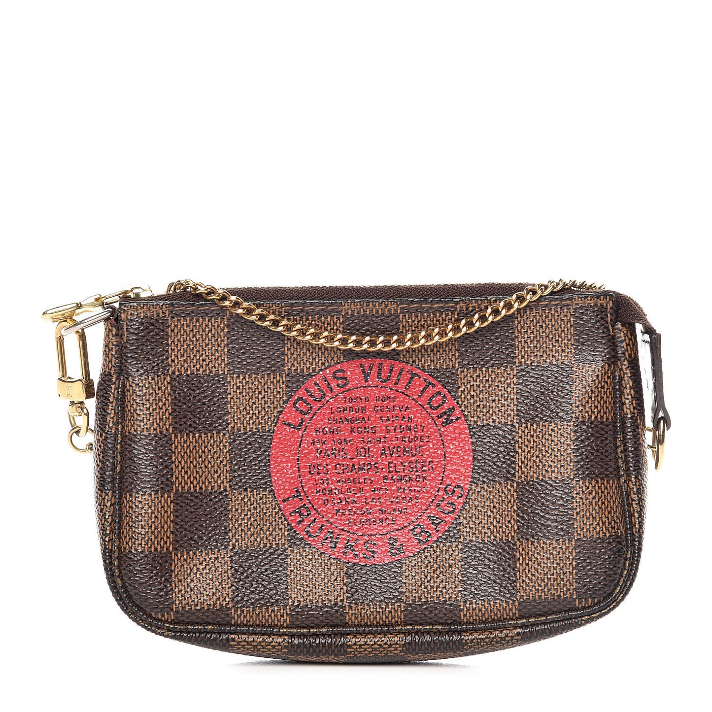 Damier Ebene Complice Trunks and Bags Mini Pochette Accessories Red