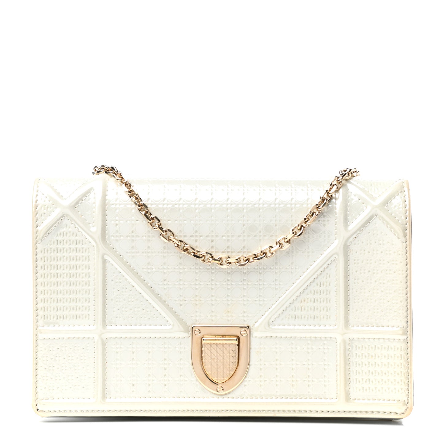 Patent Micro-Cannage Diorama Wallet on Chain Pouch White