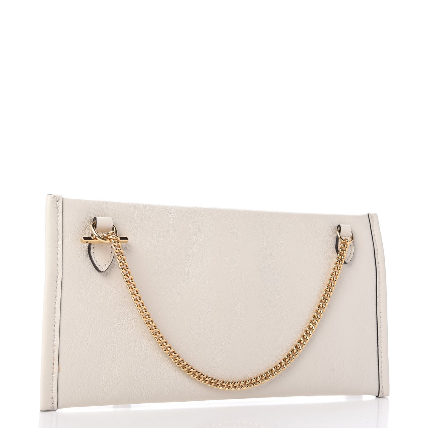Calfskin Rajah Zip Chain Pouch White