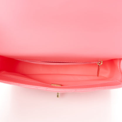 Chanel Shiny Lambskin Quilted Coco Trip Flap Bag Pink 5 of 10