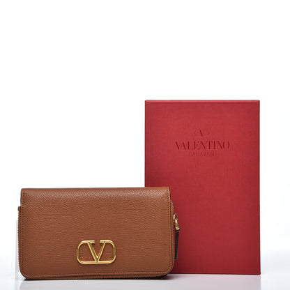 Valentino Garavani Grained Calfskin Vlogo Zip Around Wallet Saddle Brown 9 of 9
