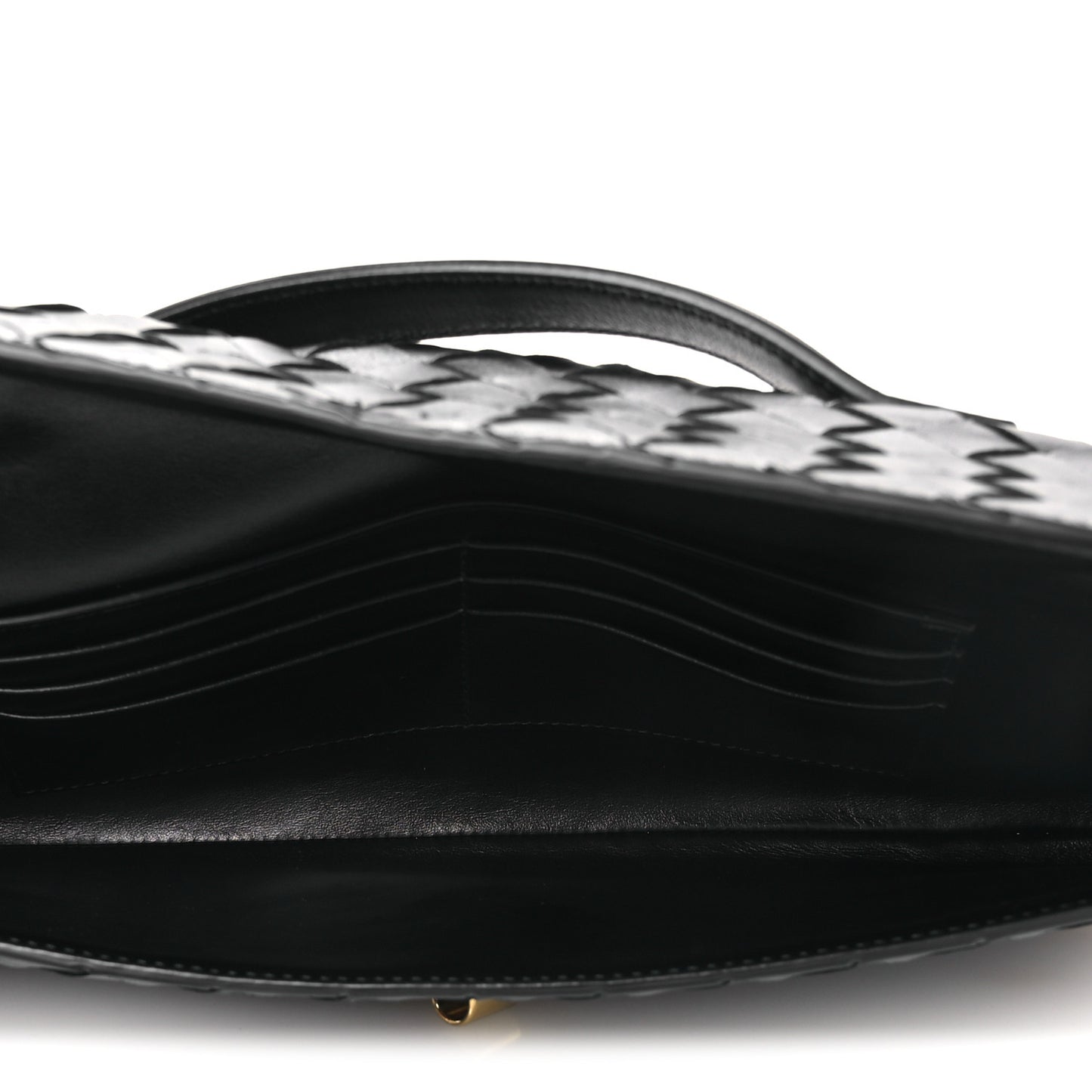 Nappa Intrecciato Long Andiamo Top Handle Clutch Black