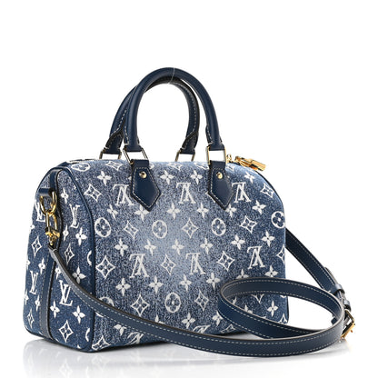Louis Vuitton Monogram Jacquard Denim Speedy Bandouliere 25 Bleu 3 of 9