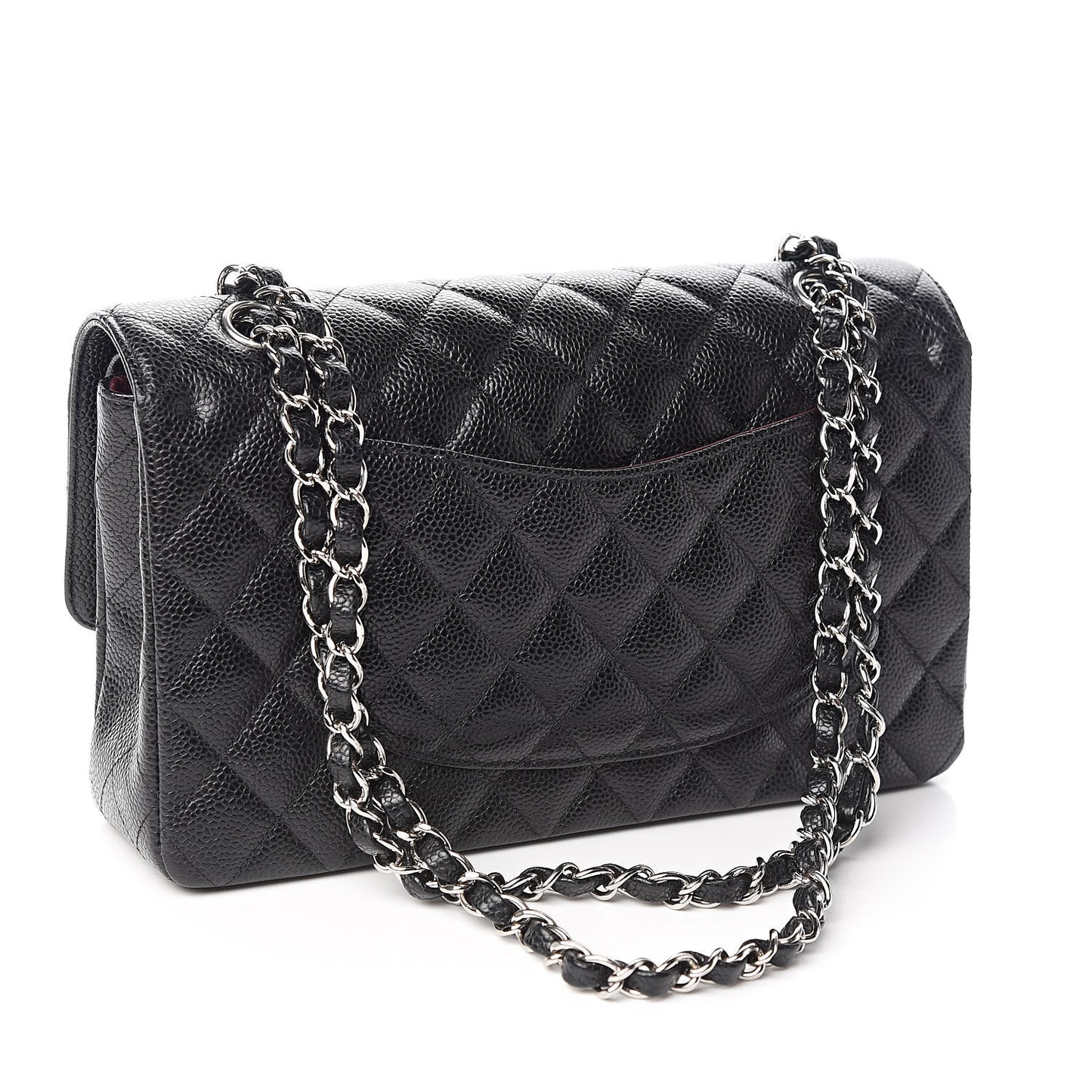 Caviar Quilted Medium Double Flap Black