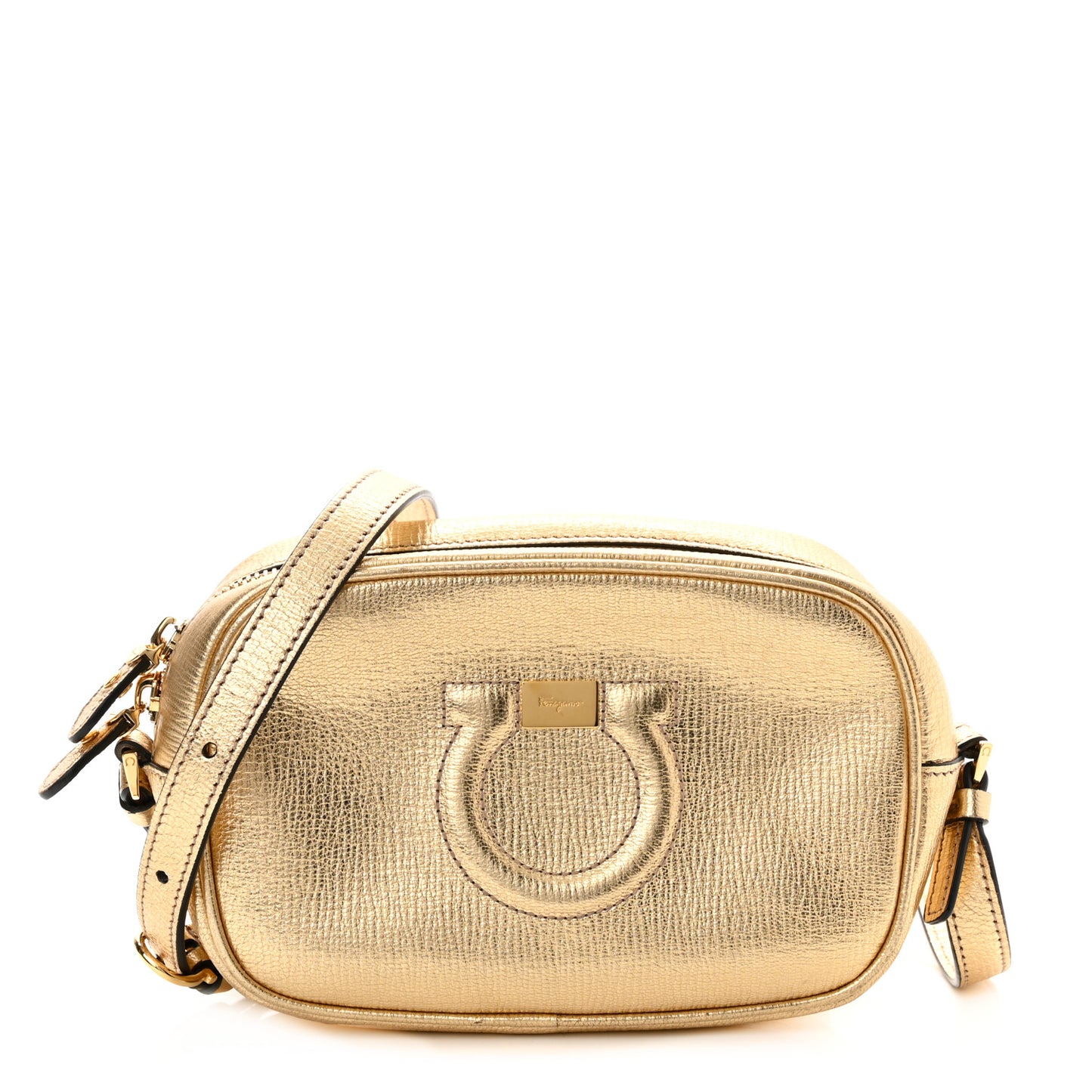 Metallic Calfskin City Goncho Crossbody Camera Bag Gold