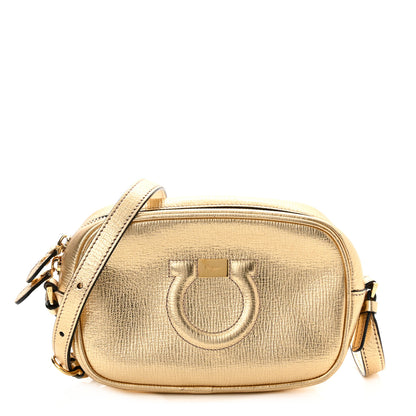 Salvatore Ferragamo Metallic Calfskin City Goncho Crossbody Camera Bag Gold 1 of 11