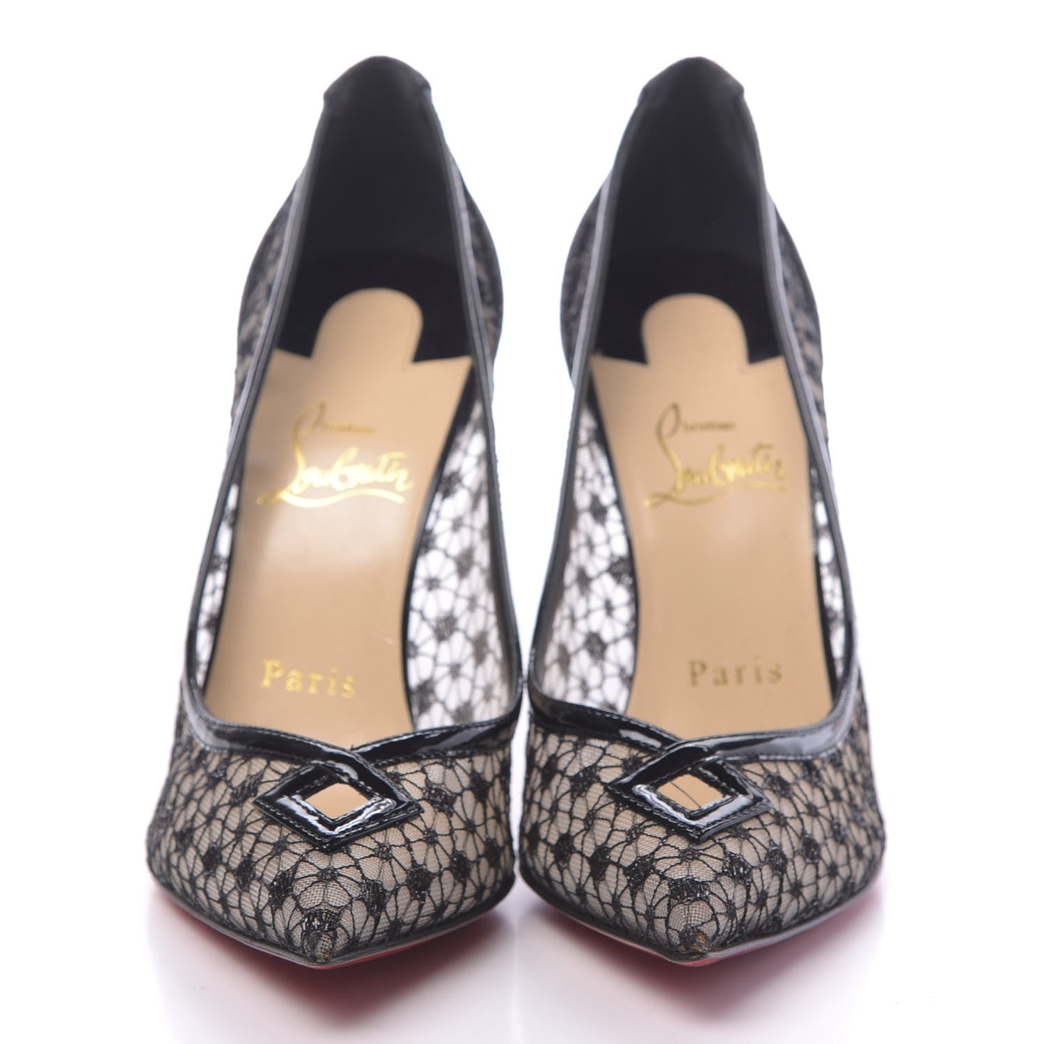 Christian Louboutin Dentelle Lame Patent Glitter Neoalto 100 Pumps 36.5 Black 2 of 7