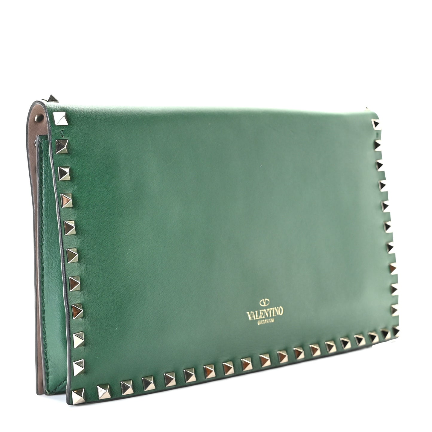 Nappa Rockstud Wristlet Clutch Green