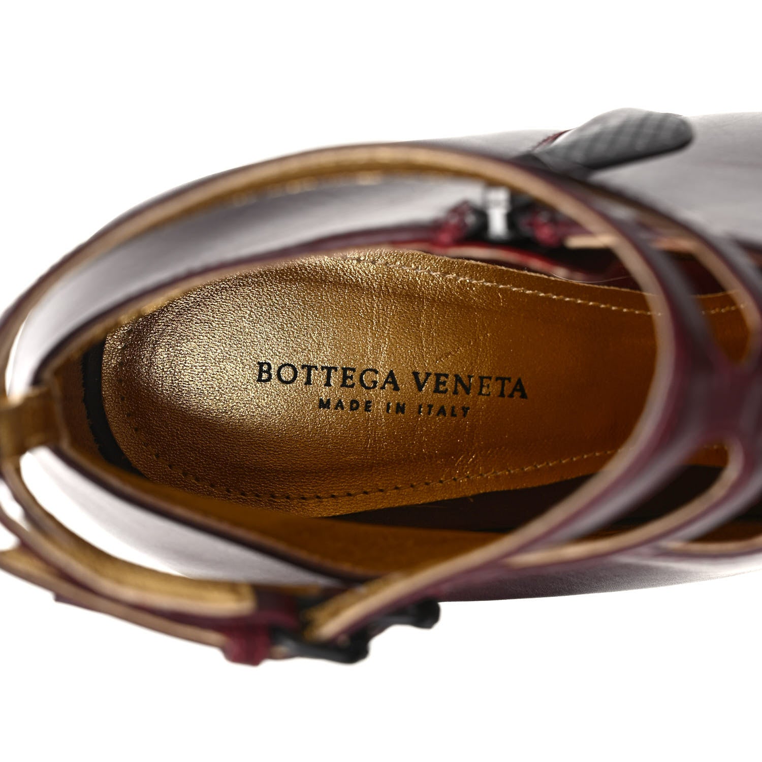 Bottega Veneta Gleam Calfskin Ankle Strap Mid Heel Booties 38.5 Barolo 7 of 7