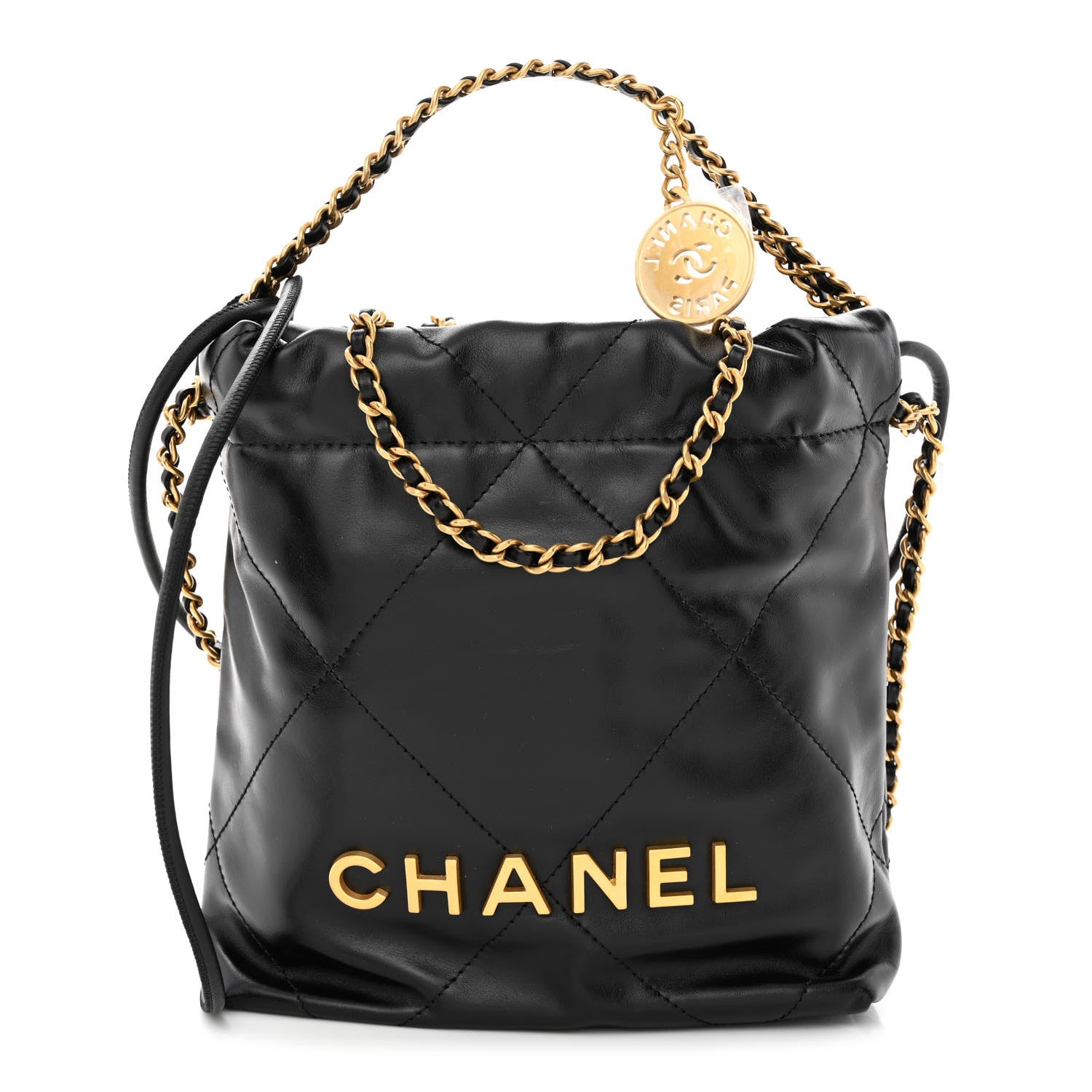 Chanel Shiny Calfskin Quilted Mini Chanel 22 Black 1 of 11