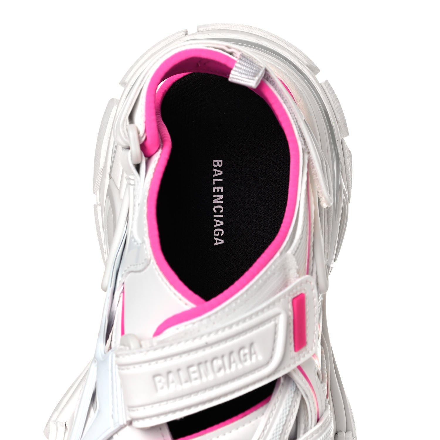Balenciaga Rubber Neoprene Bi-Color Womens Track Sandals 37 White Fluo Pink 6 of 8