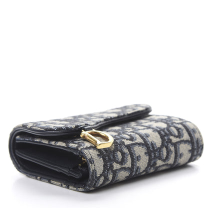 Christian Dior Oblique Saddle Lotus Wallet Blue 4 of 10