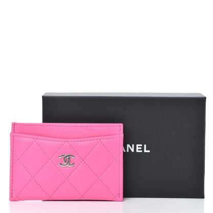 Chanel Lambskin Quilted Card Holder Neon Pink 9 of 9