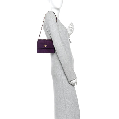Chanel Suede CC Flap Clutch With Chain Purple 2 of 10