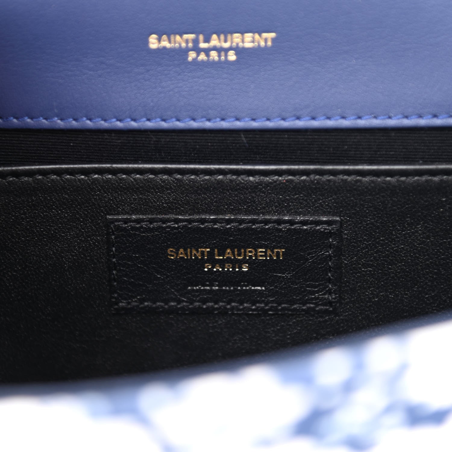 Saint Laurent Canvas Small Monogram Hibiscus Print Kate Satchel Blue 11 of 19