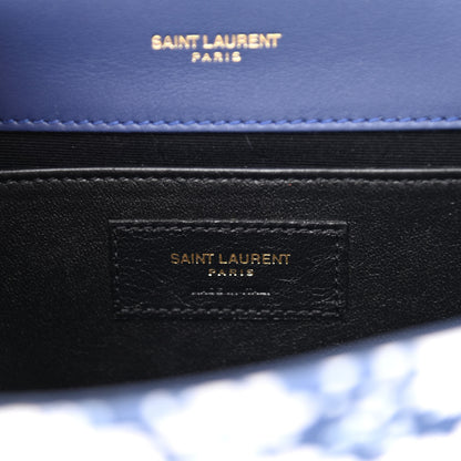 Saint Laurent Canvas Small Monogram Hibiscus Print Kate Satchel Blue 11 of 19