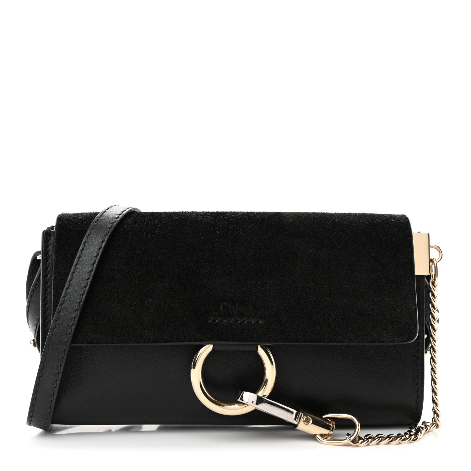 Chloe Suede Calfskin Mini Faye Shoulder Bag Black 1 of 9
