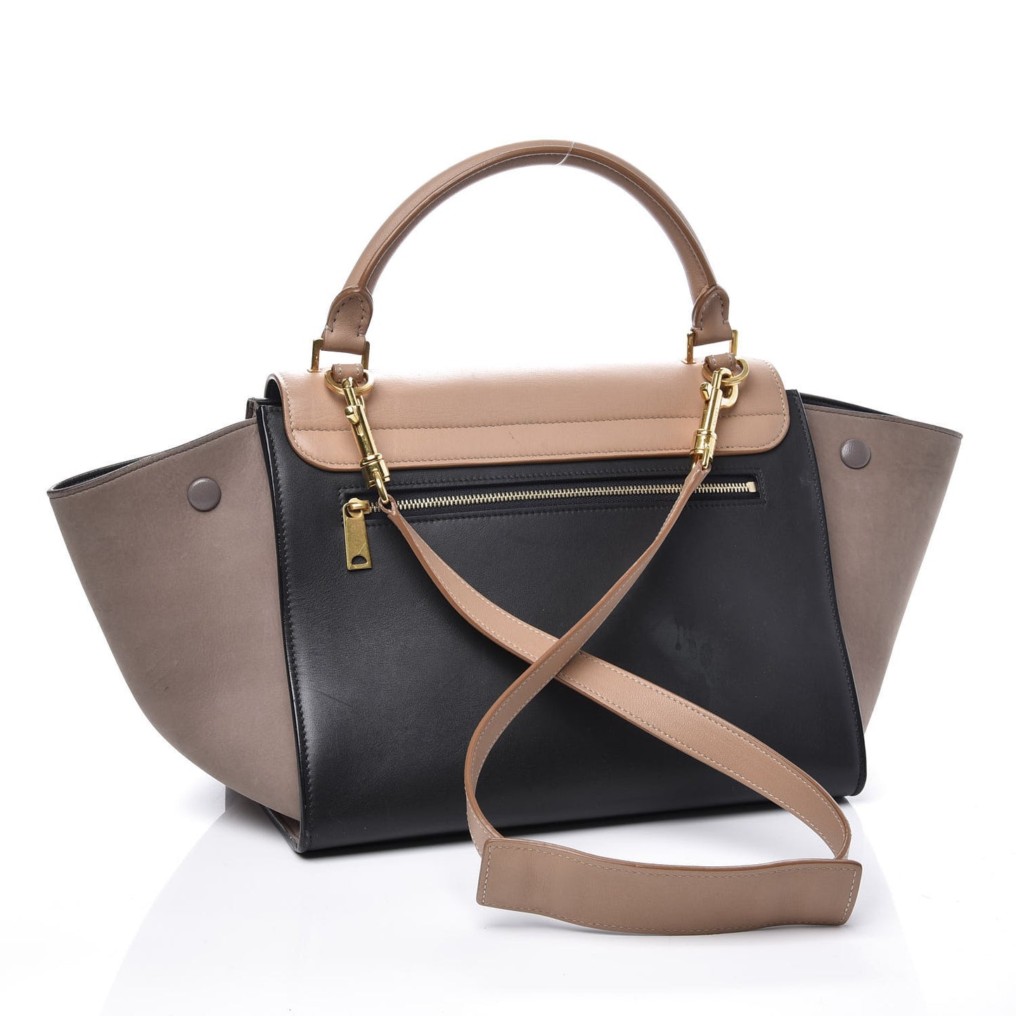 Smooth Calfskin Nubuck Small Tri-Color Trapeze Nude