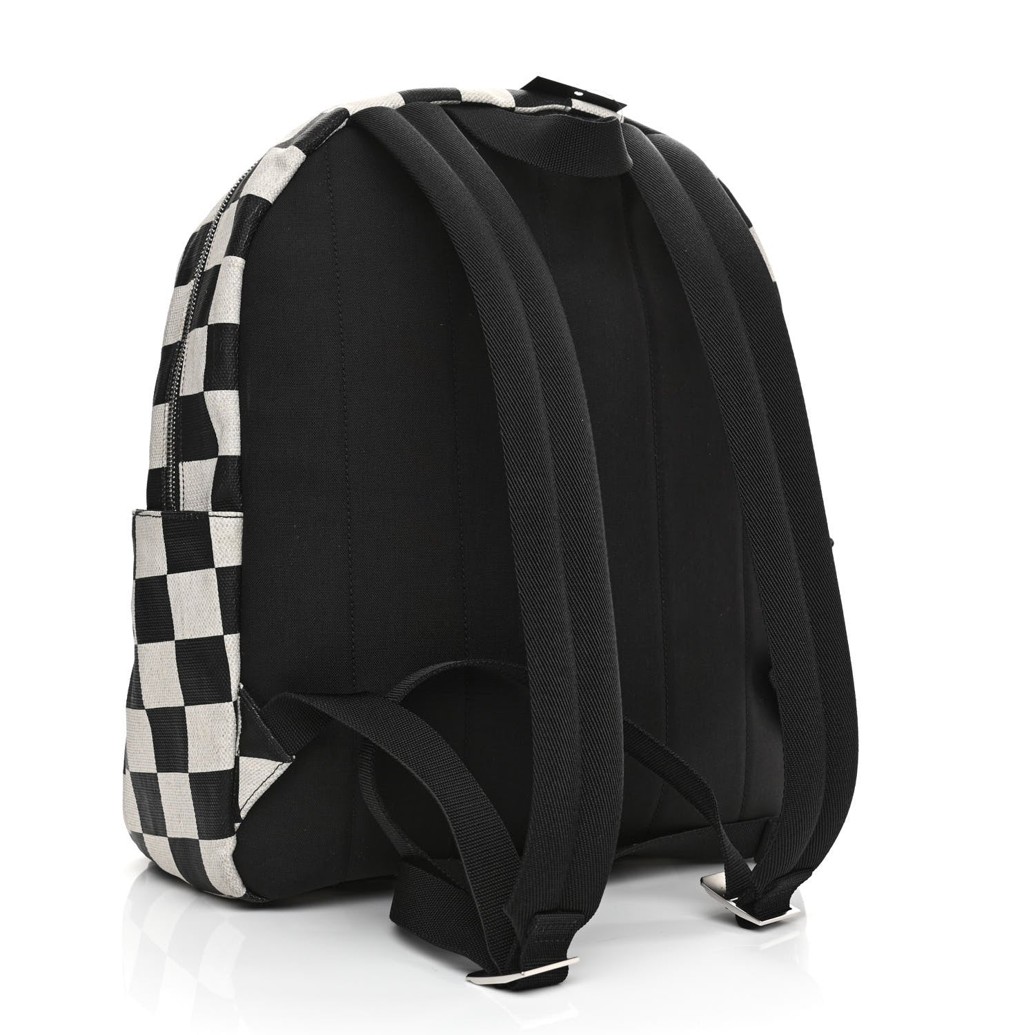 Saint Laurent Calfskin Checked Print Nuxx Backpack Black White 3 of 12