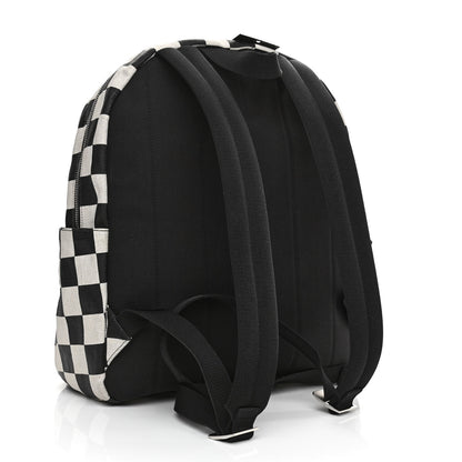 Saint Laurent Calfskin Checked Print Nuxx Backpack Black White 3 of 12