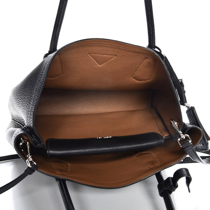 Prada Vitello Daino Small Double Tote Black Cuoio 6 of 9