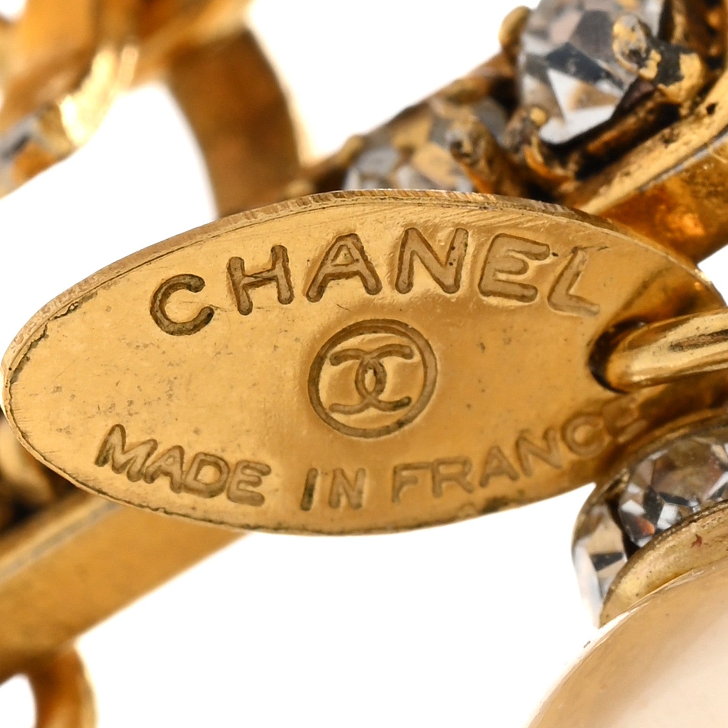 Chanel Pearl Crystal Double Strand Necklace Gold 6 of 9