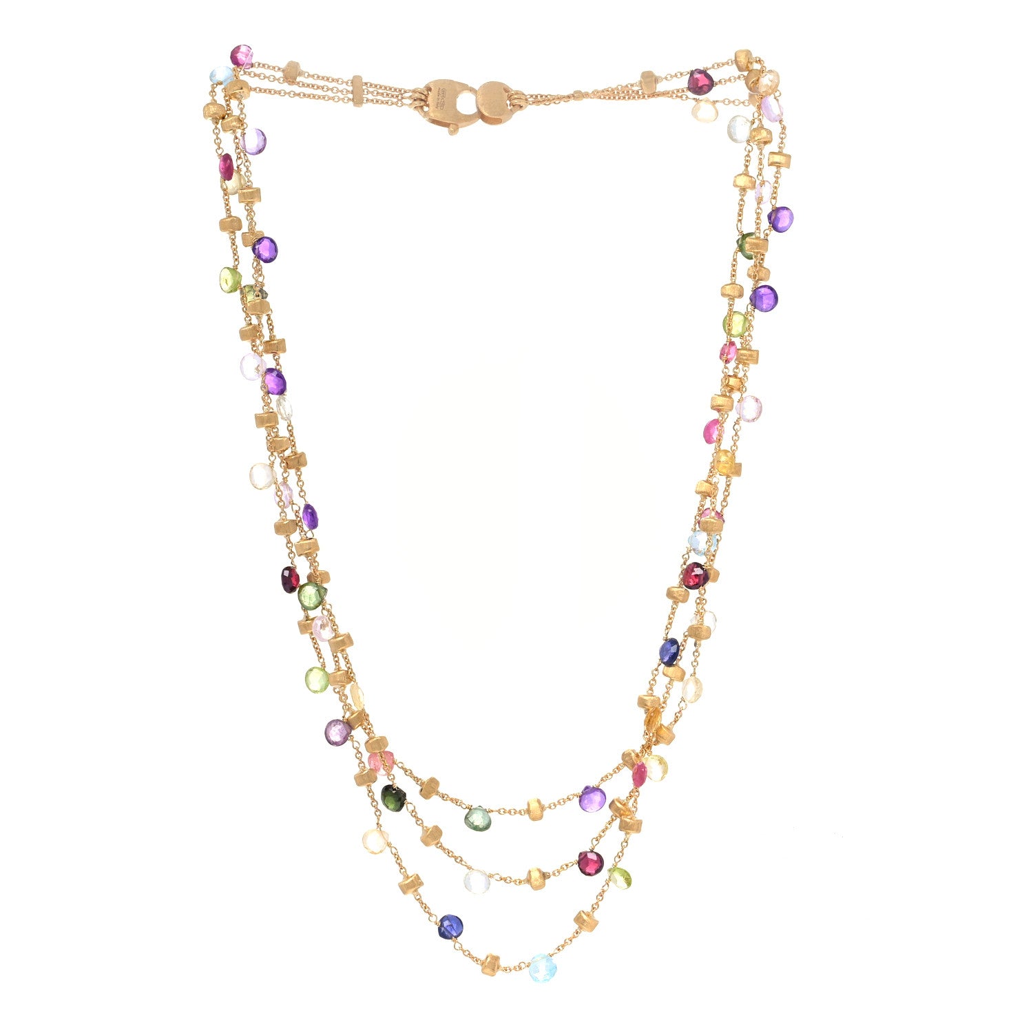Marco Bicego 18K Yellow Gold Multi Gemstone Triple Chain Paradise Necklace 2 of 4