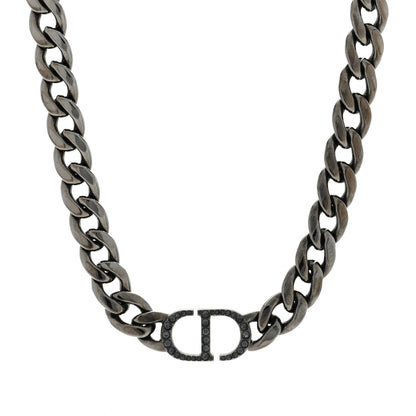 Christian Dior Brass CD Icon Chain Link Necklace Black 1 of 4