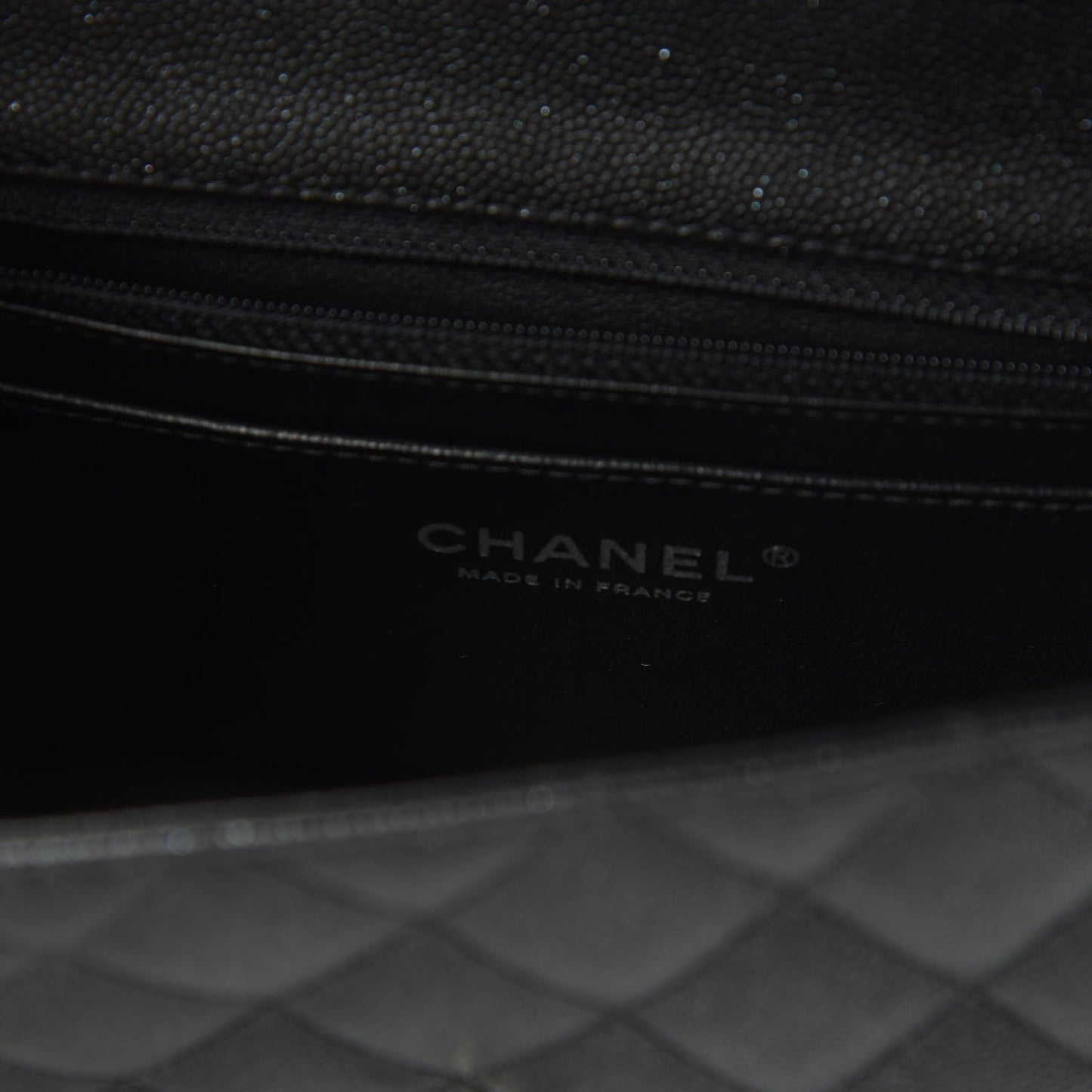 Iridescent Caviar Quilted Mini Rectangular Flap Black