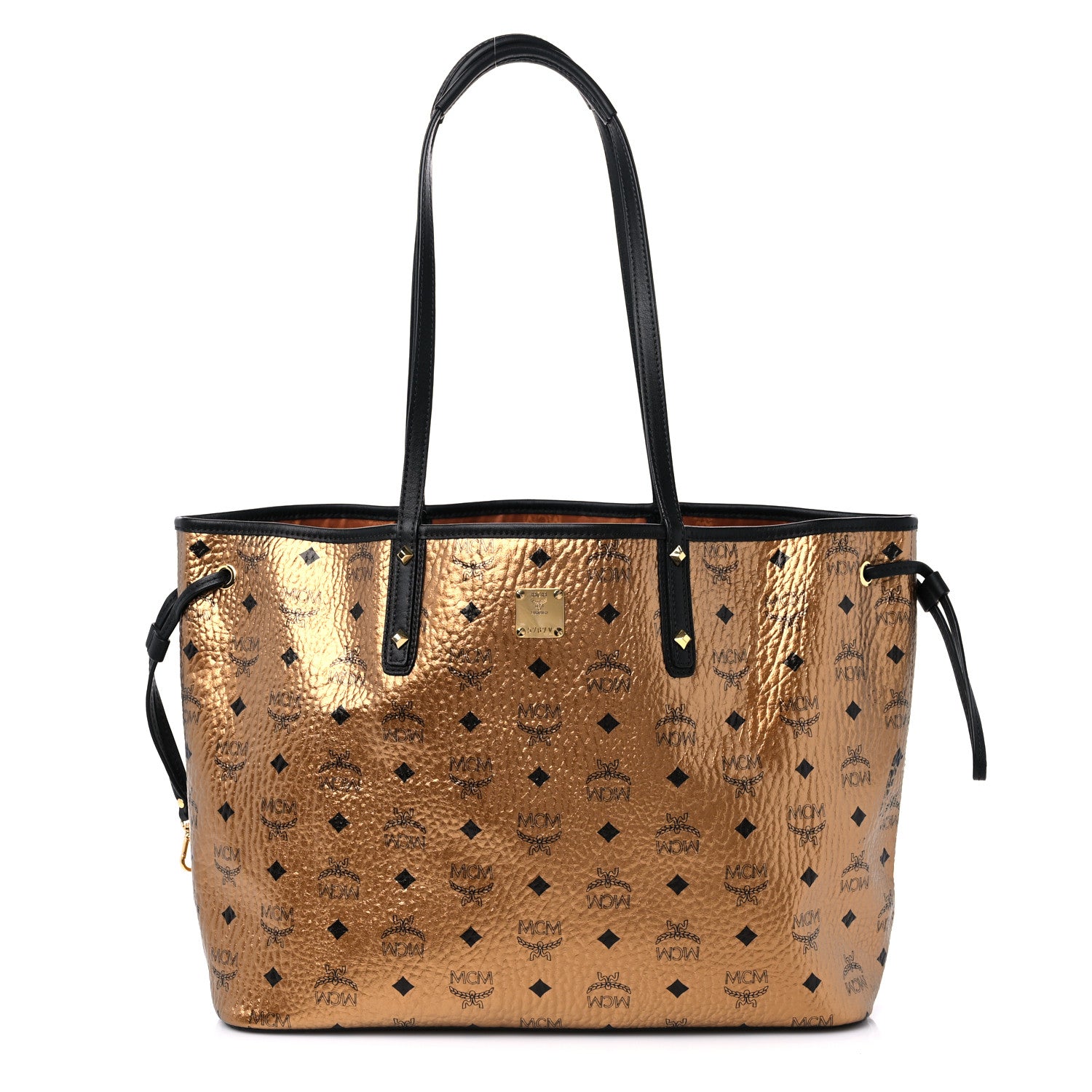 MCM Metallic Visetos Medium Shopper Tote Gold 1 of 14