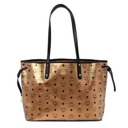 MCM Metallic Visetos Medium Shopper Tote Gold 1 of 14