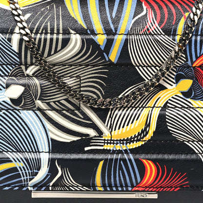 Fendi Calfskin Orchid Flamingo Tube Wallet on Chain Black Multicolor 8 of 10
