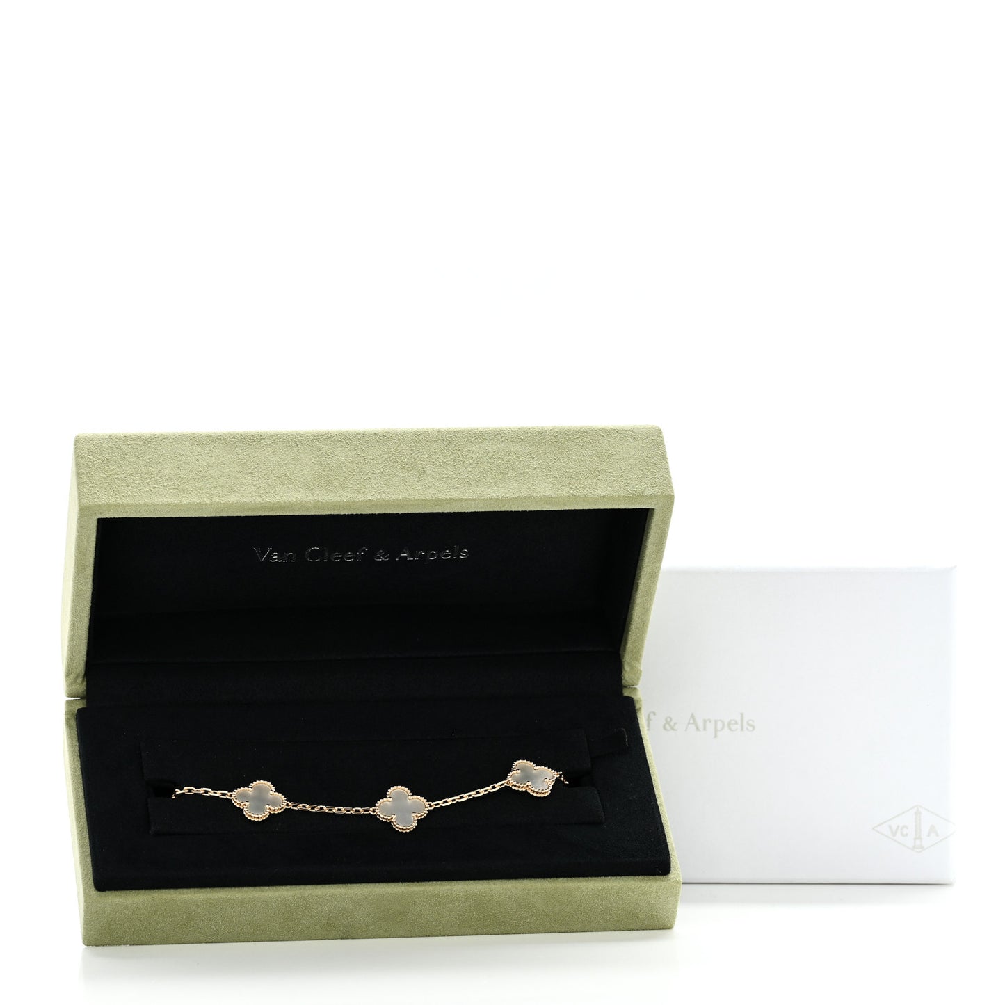 18K Yellow Gold Mother of Pearl 5 Motifs Vintage Alhambra Bracelet