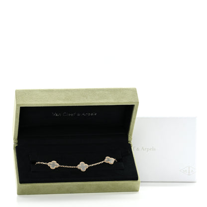 Van Cleef & Arpels 18K Yellow Gold Mother of Pearl 5 Motifs Vintage Alhambra Bracelet 5 of 5