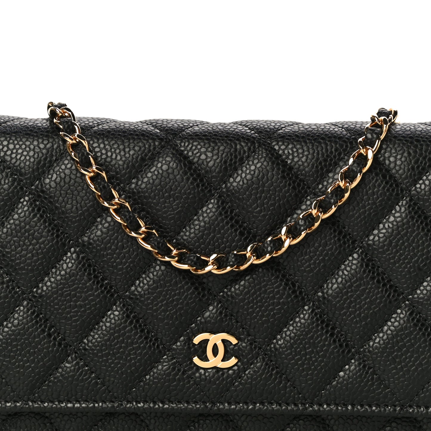 Caviar Quilted Wallet On Chain WOC Black
