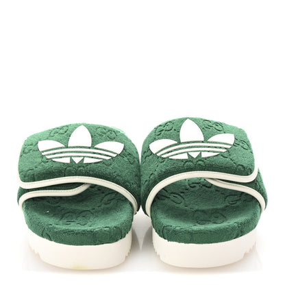 Gucci X ADIDAS Terry Cloth Trefoil GG Monogram Mens Platform Sandals 43 Green 3 of 8